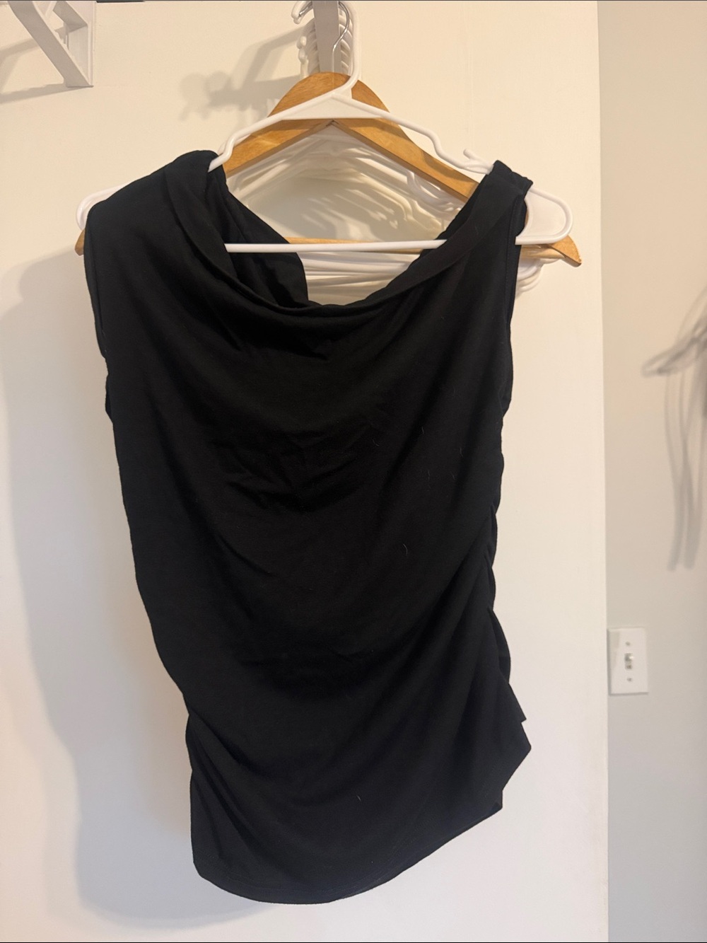 Black Draped Asymmetrical Women's Top